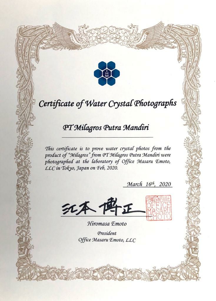 Sertifikat Masaru Emoto Japan
